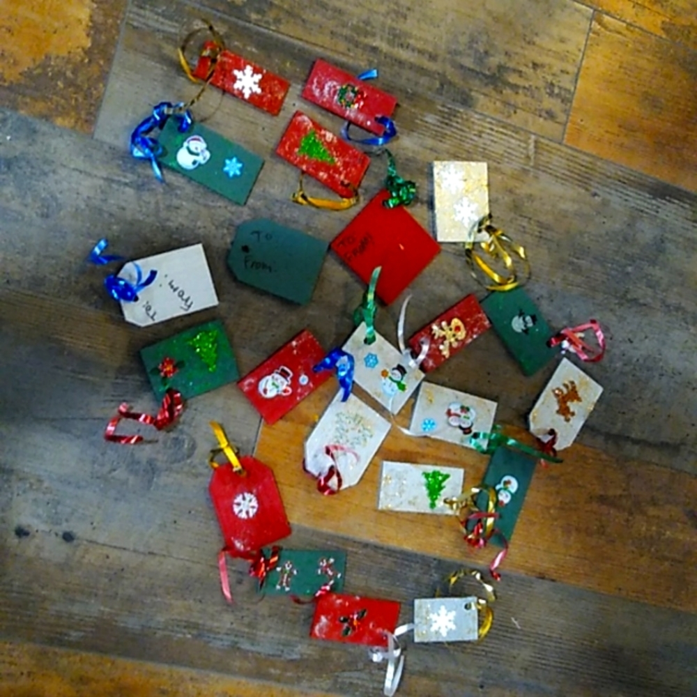 Homemade Christmas gift tags set of ten